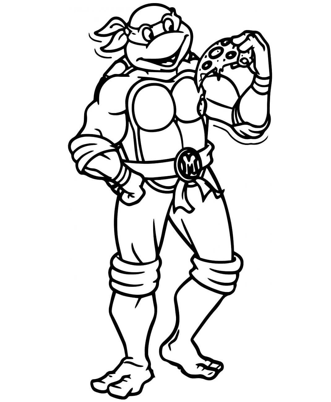 Michelangelo Comendo Pizza para colorir