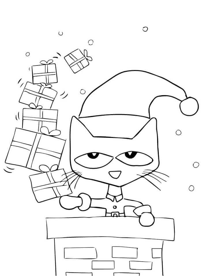 Natal Pete O Gato para colorir