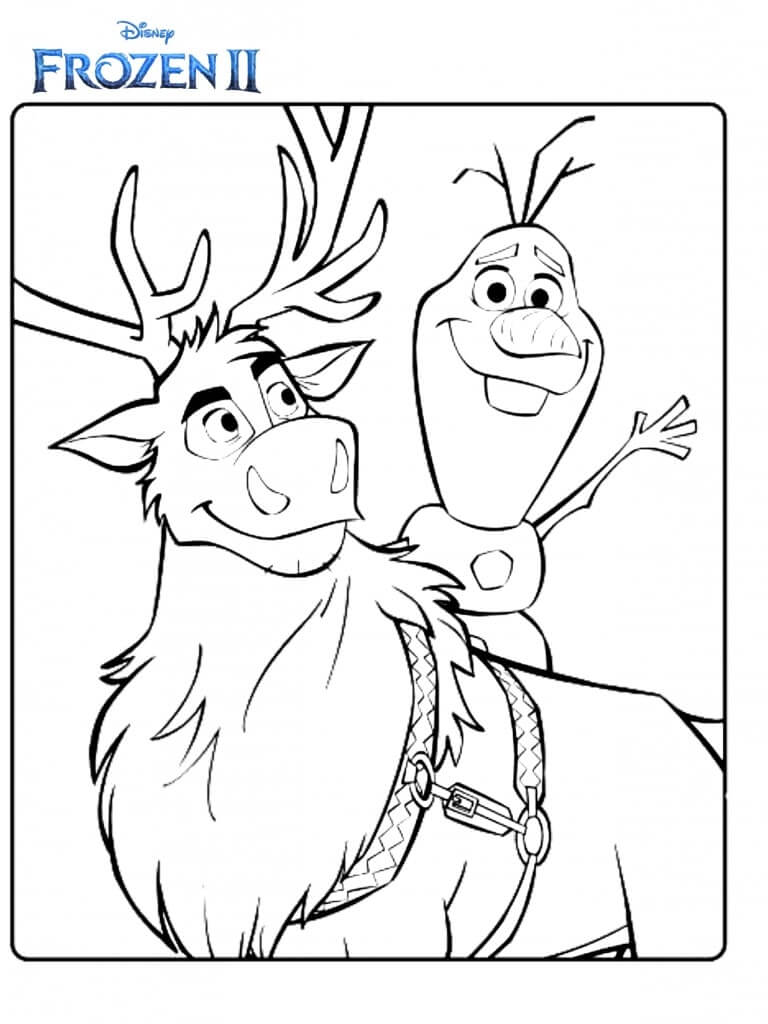 Olaf E Sven Frozen 2 para colorir