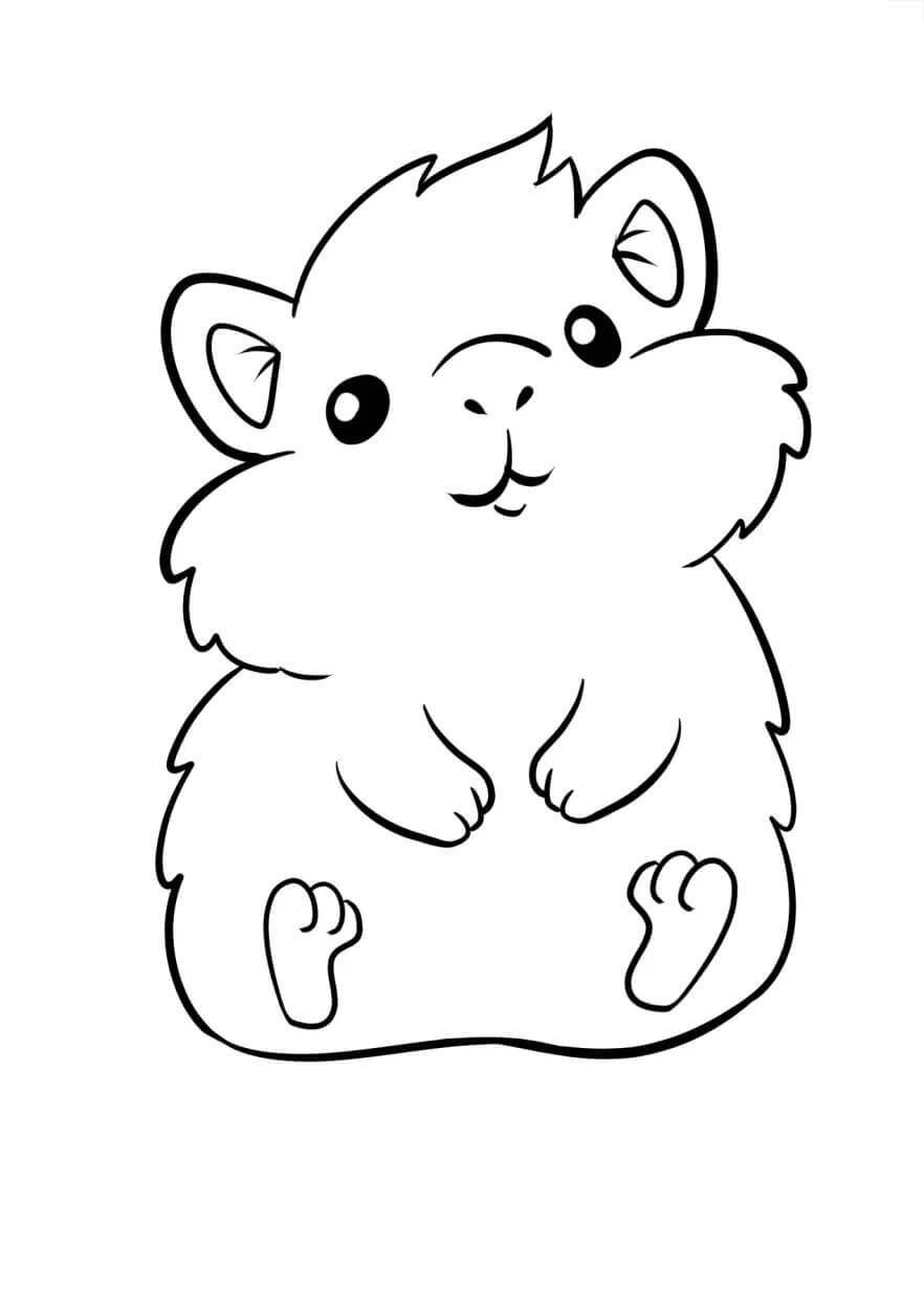 Desenhos de Pequeno Hamster Sentado para colorir