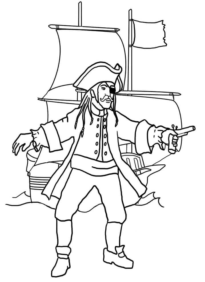 Pirata E Navio Pirata para colorir