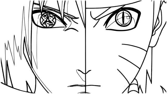 Desenhos de Rosto De Naruto E Sasuke para colorir