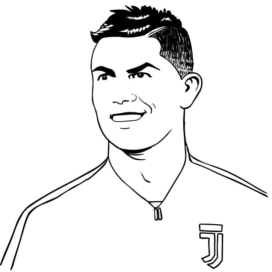 Desenhos de Rosto Sorridente Cristiano Ronaldo para colorir