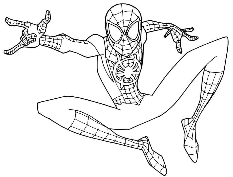 Desenhos de Salto Do Homem-Aranha Miles Morales para colorir