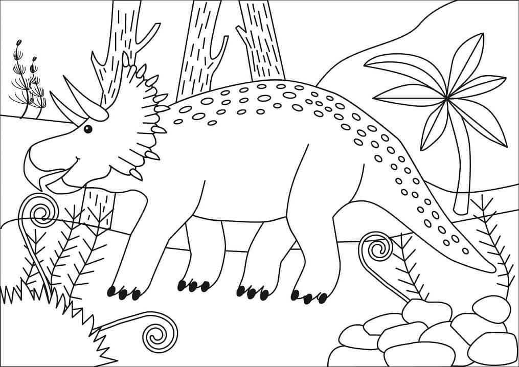 Triceratops Engraçado para colorir