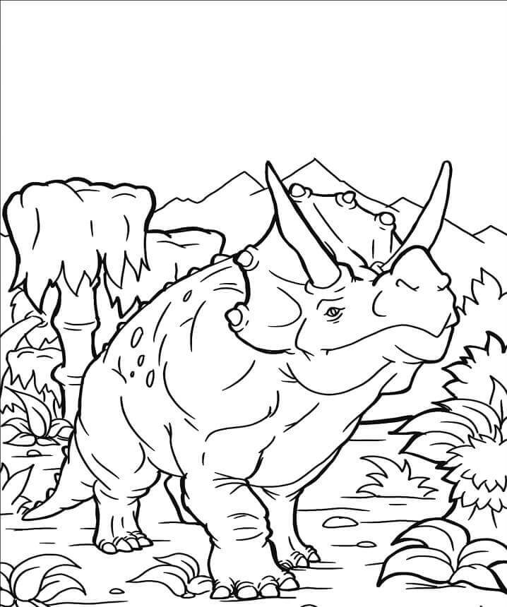 Triceratops Sorrindo para colorir