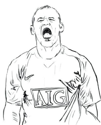 Wayne Rooney Gritar para colorir