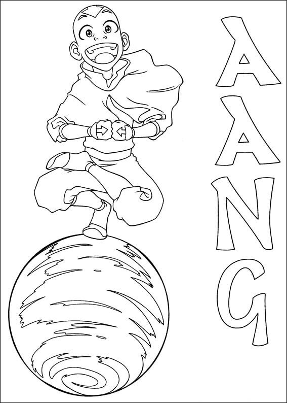 Aang com Airball para colorir