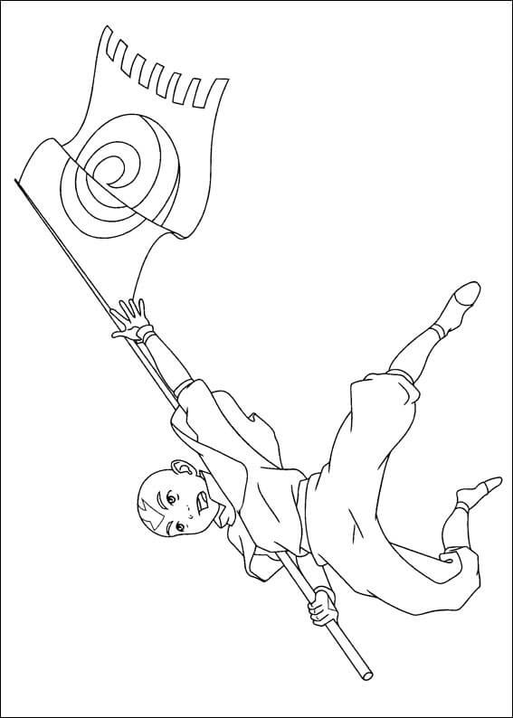 Desenhos de Aang com Bandeira de Nômades Do Ar para colorir