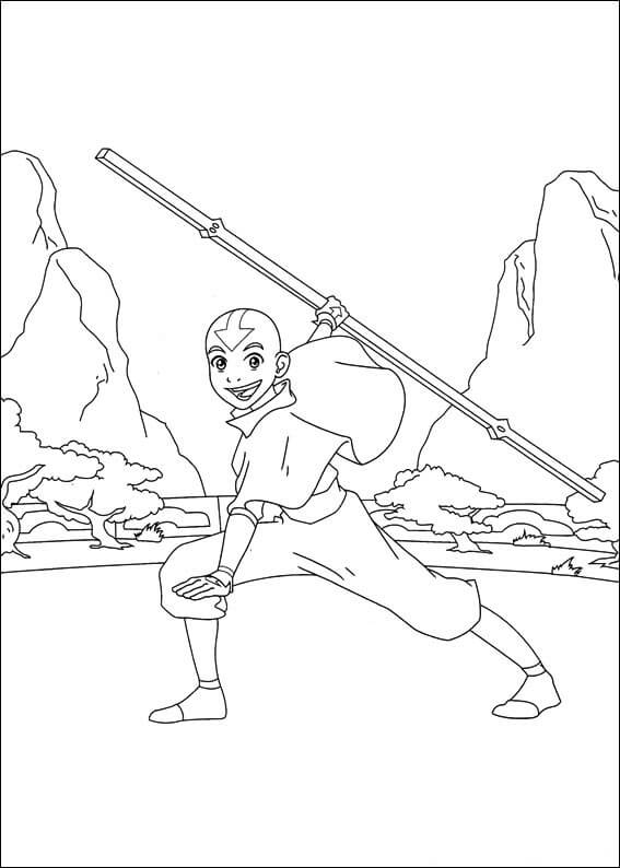 Desenhos de Aang se Divertindo para colorir