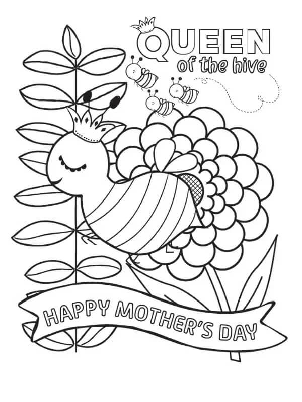 Abelha dos Desenhos Animados no dia das Mães para colorir