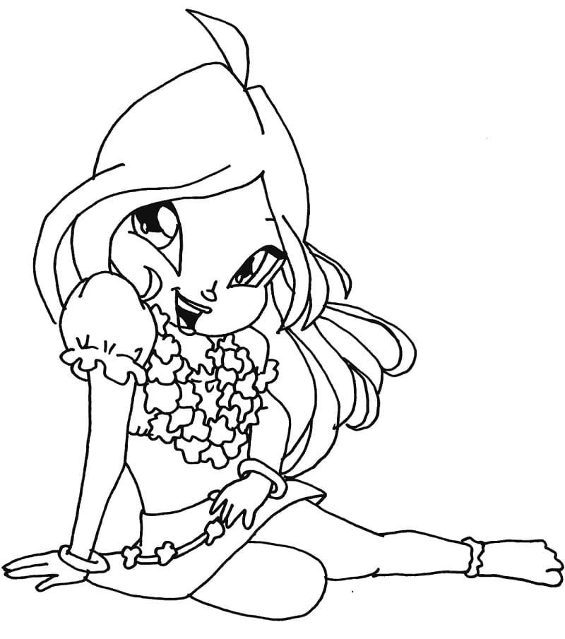 Desenhos de Adorável Flora Winx Club para colorir