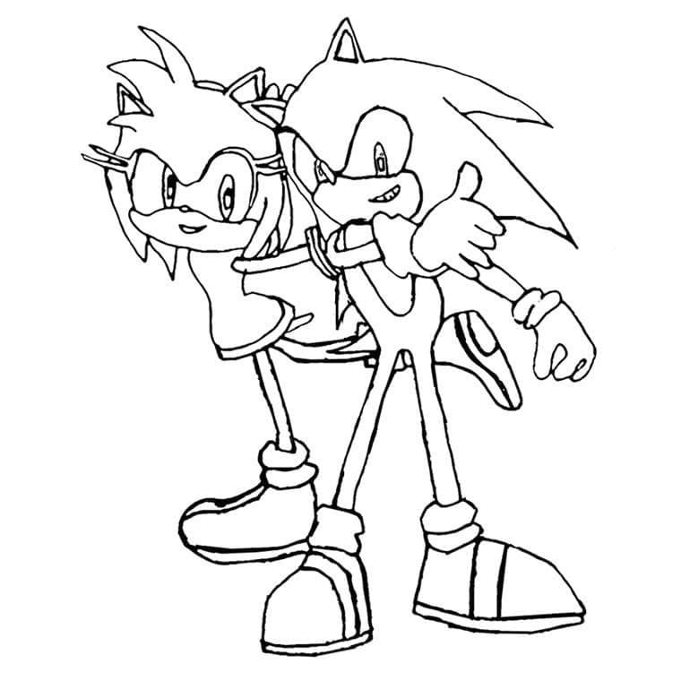 Desenhos de Amy Rose e Sonic grátis para colorir