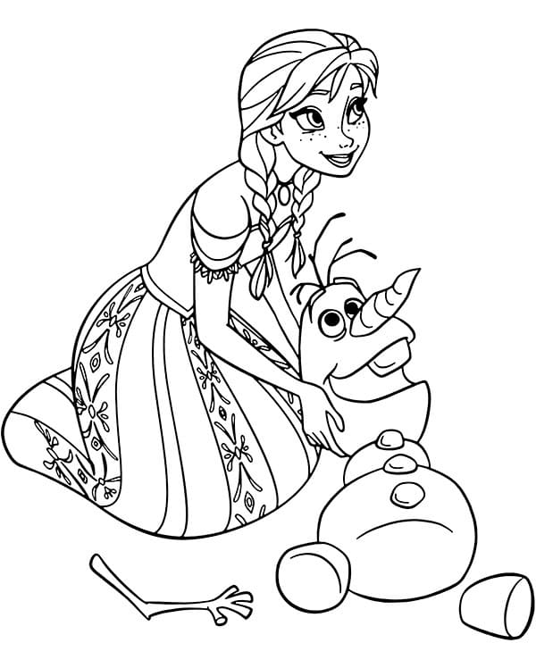 Ana e Olaf para colorir