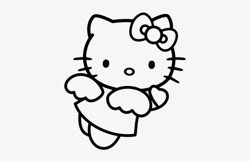 Desenhos de Anjo Hello Kitty Voando para colorir