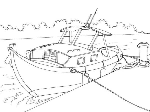 Desenhos de Barco Ancorado No Cais para colorir