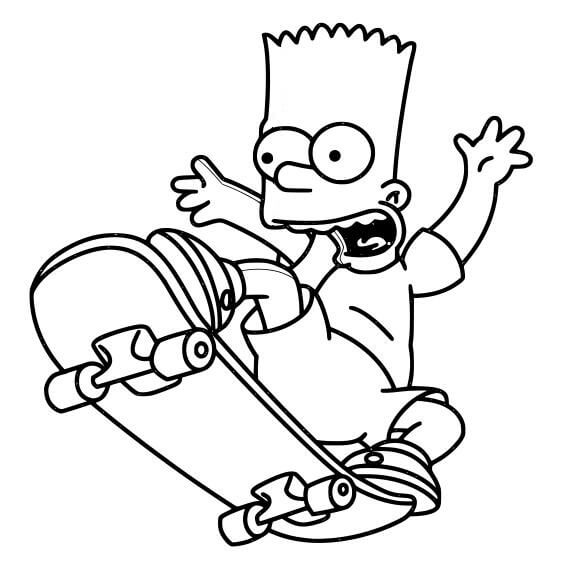 Desenhos de Bart Simpson Skate para colorir