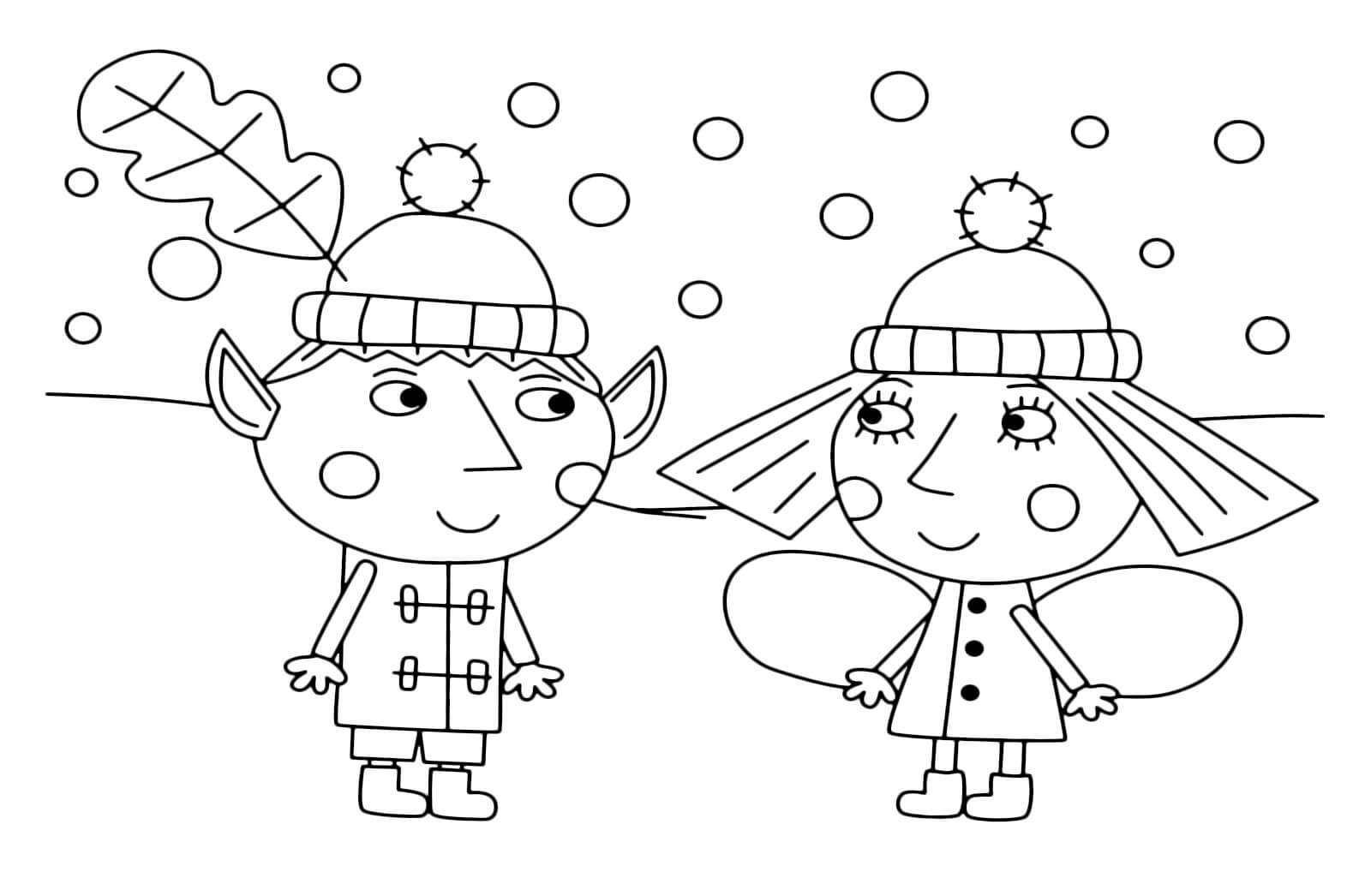 Desenhos de Ben E Holly No Inverno para colorir