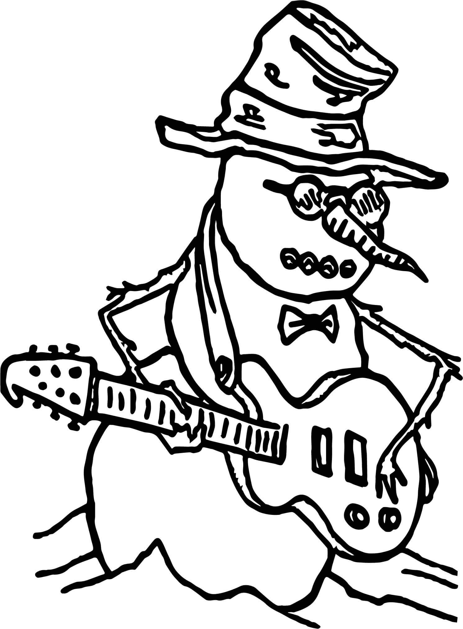 Desenhos de Bonecos De Neve, O Guitarrista para colorir