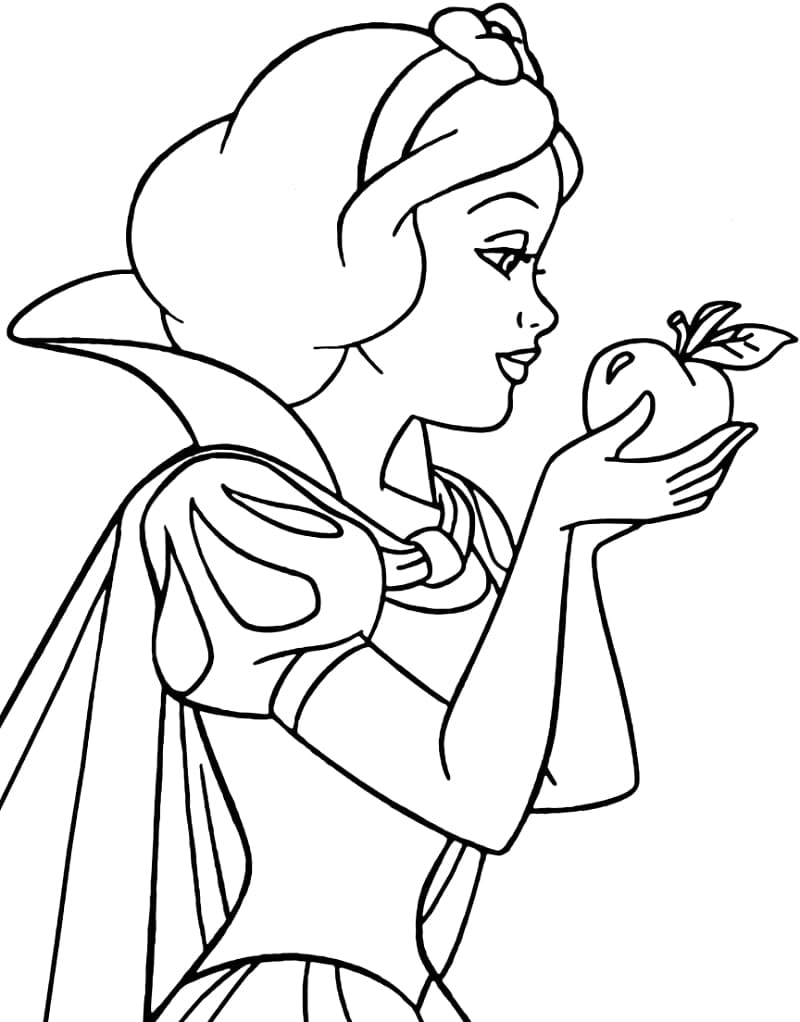 Branca de Neve Comendo Maçã Envenenada para colorir