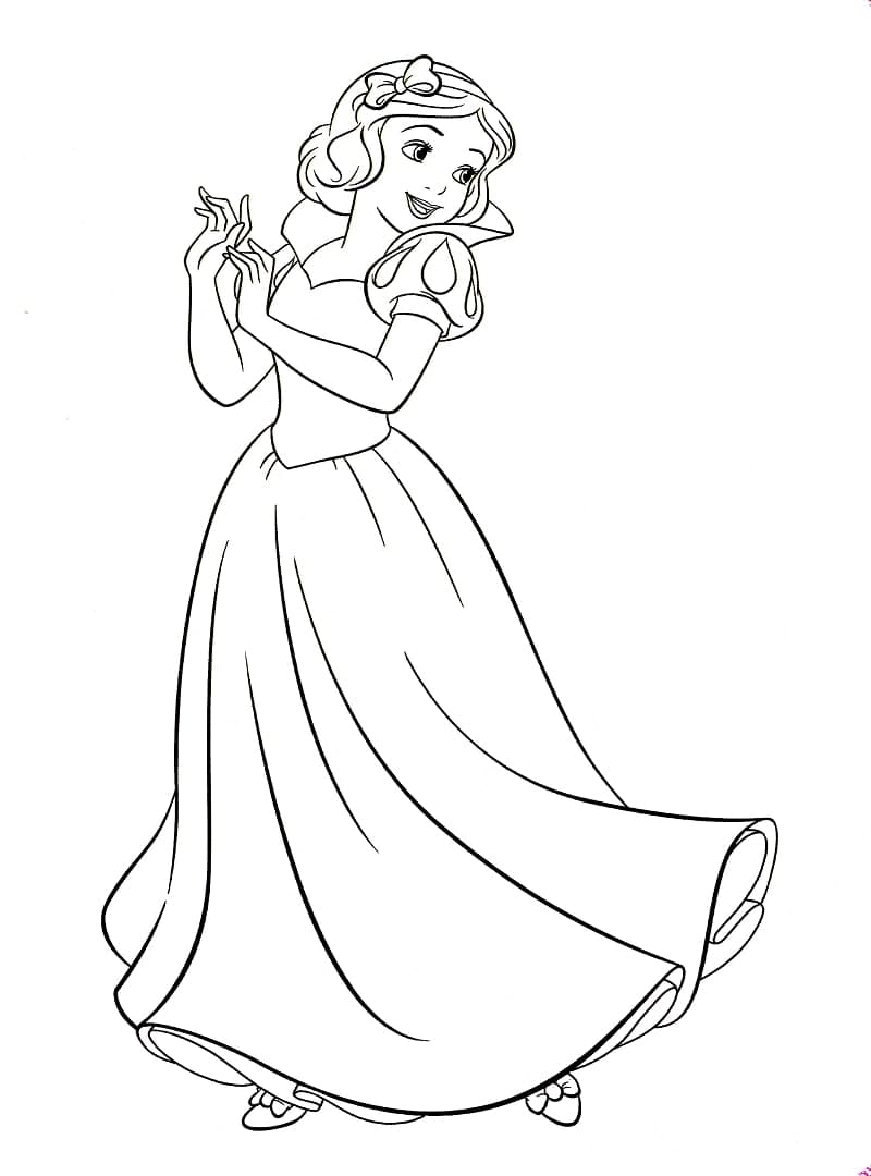 Branca de Neve Feliz para colorir