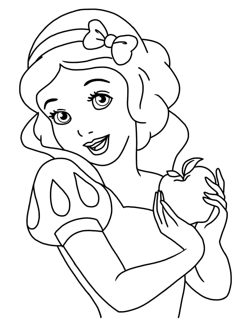 Branca de Neve com uma Maçã para colorir