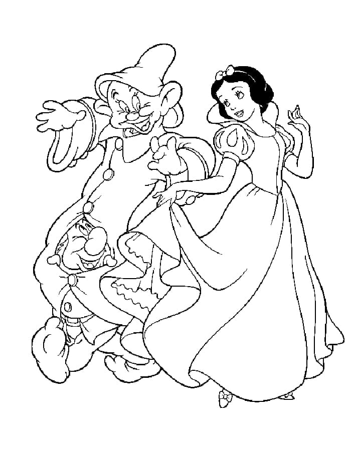 Branca de Neve dançando para colorir