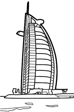 Desenhos de Burj Al Arab 3 para colorir