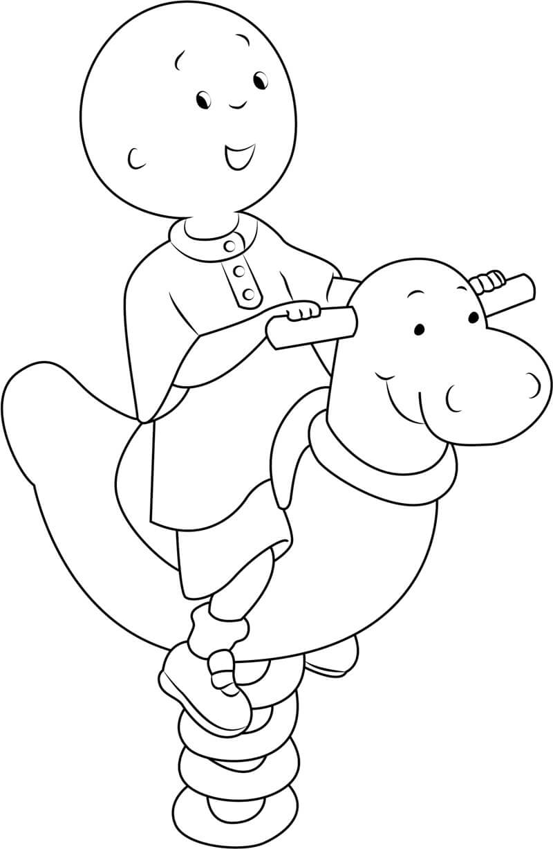Desenhos de Caillou Jogando Spring Rider para colorir