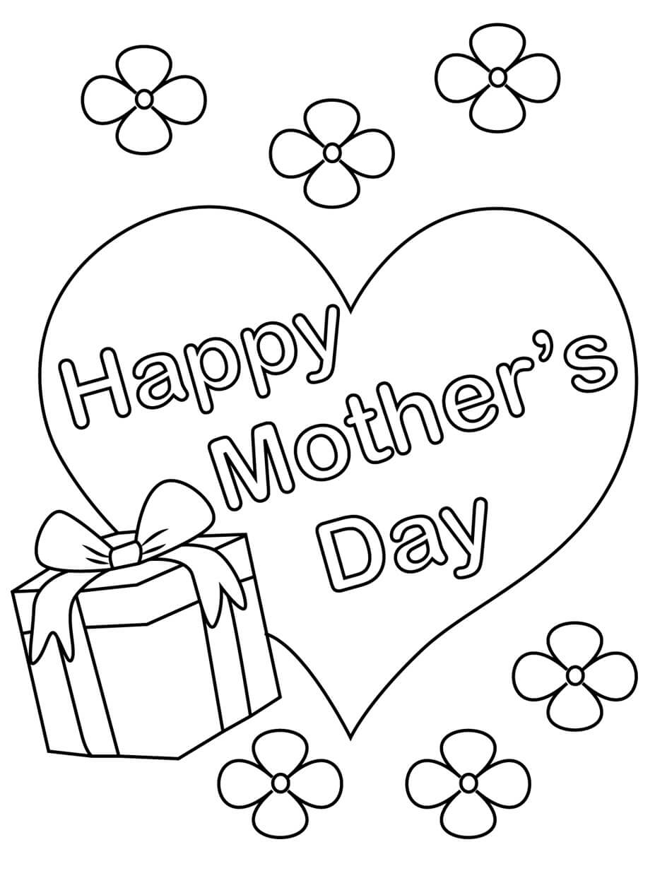 Desenhos de Caixa de Presente no dia das Mães para colorir