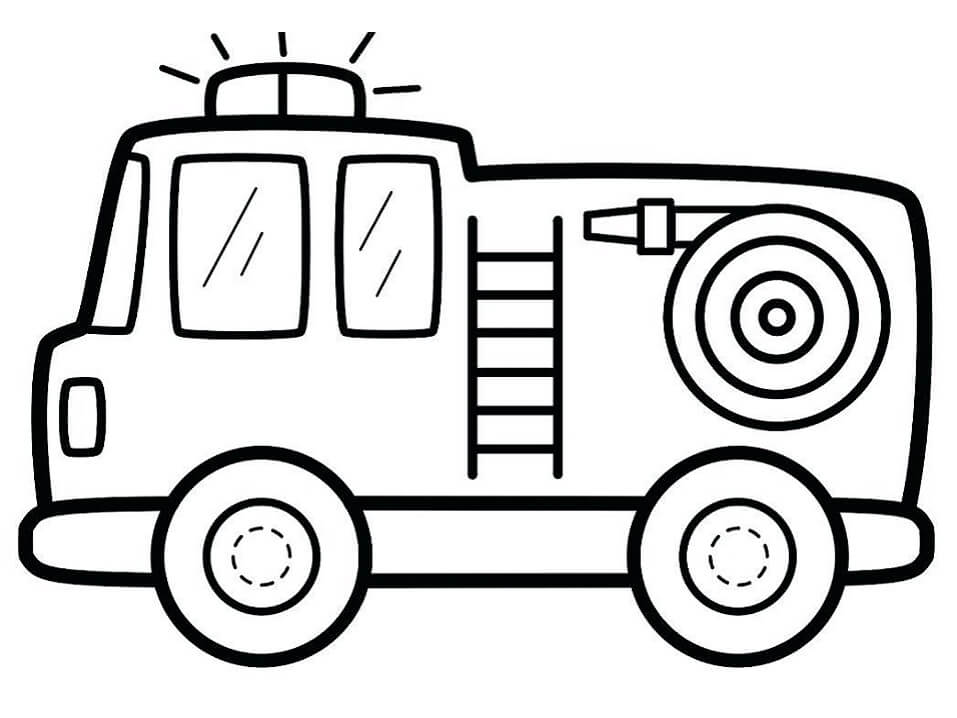 Caminhão de Bombeiros Fofo para colorir