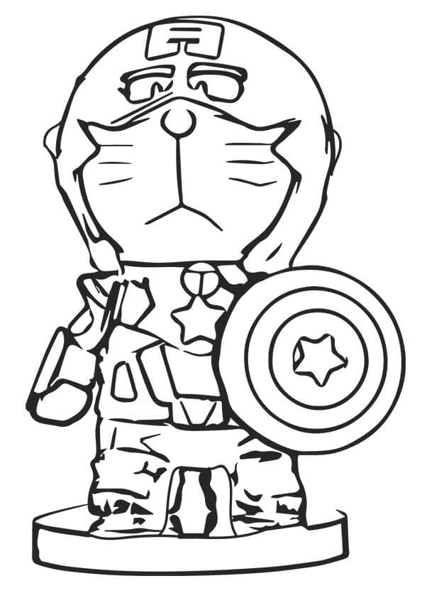 Desenhos de Capitão América Doraemon para colorir