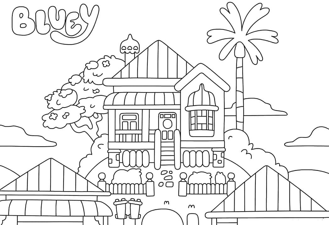 Desenhos de Casa de Bluey para colorir