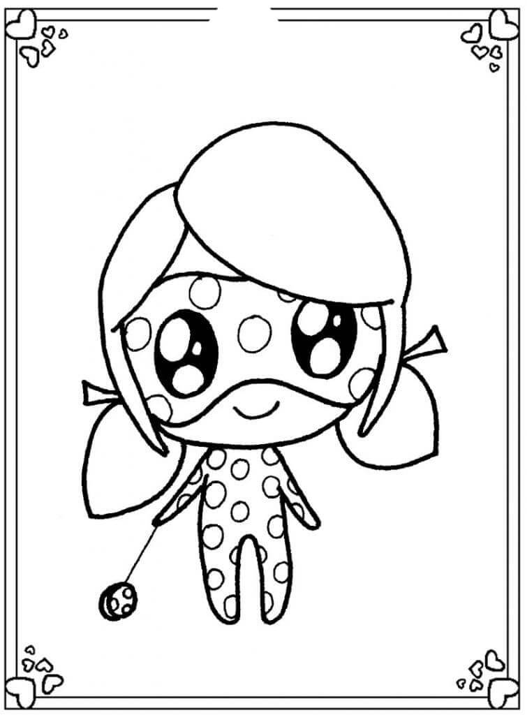 Chibi Ladybug Lächelnd para colorir