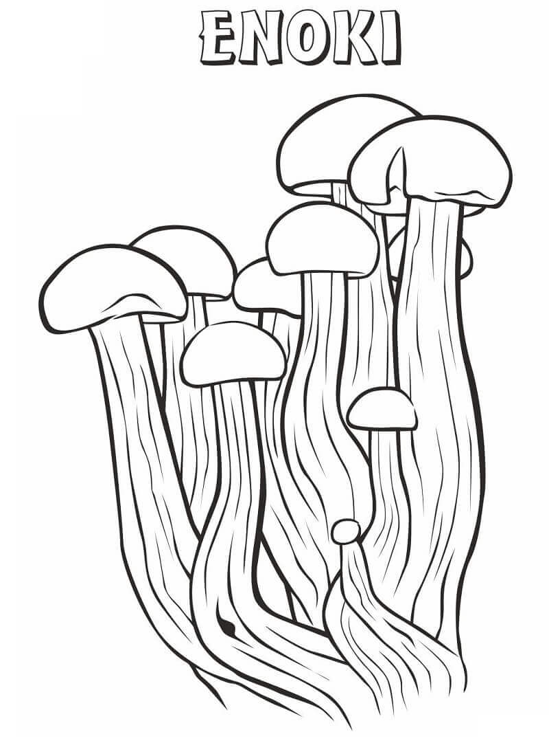 Desenhos de Cogumelos Enoki para colorir