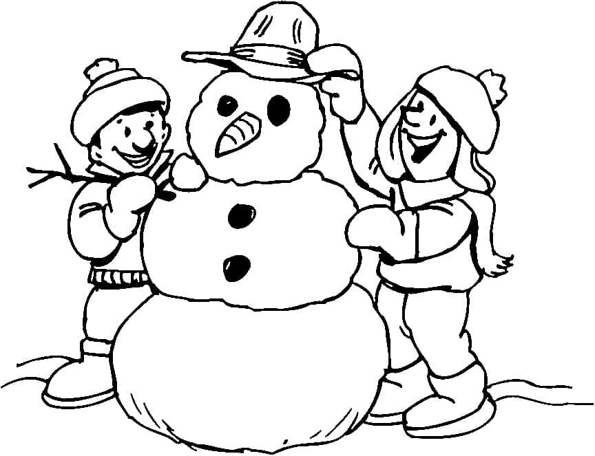 Desenhos de Construindo Boneco de Neve para colorir