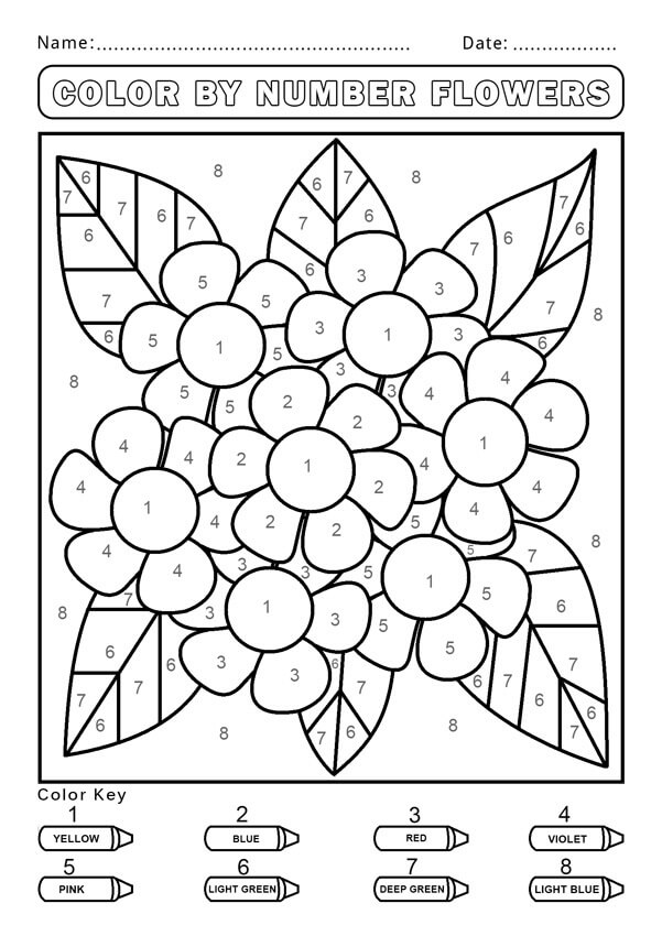 Desenhos de Cor da Flor por Número para colorir