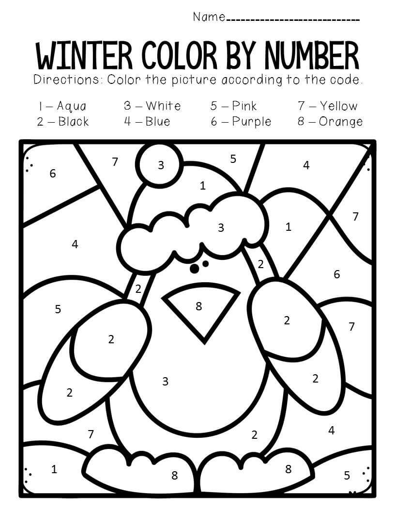 Desenhos de Cor de Inverno por Número para colorir