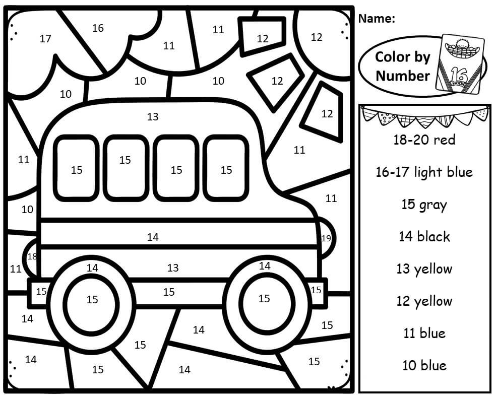 Desenhos de Cor do Carro por Número para colorir