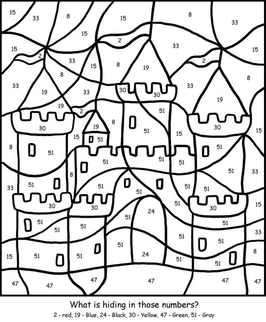 Desenhos de Cor do Castelo por Número para colorir