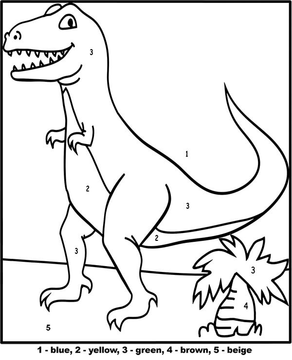Cor do Dinossauro por Número para colorir