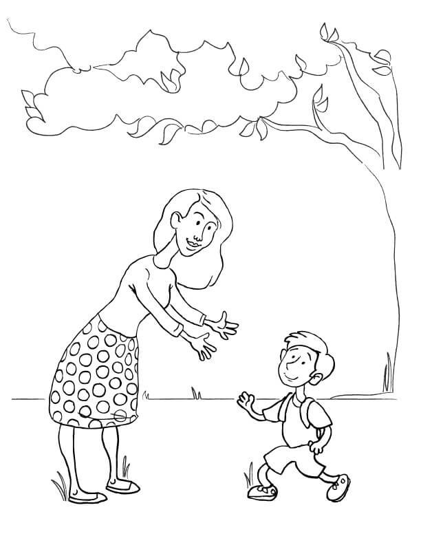 Desenhos de Criança e Mãe no dia das Mães para colorir