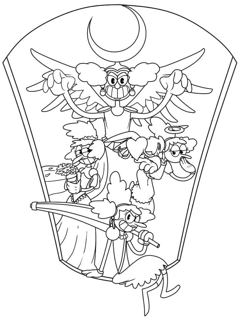 Desenhos de Cuphead Quatro Personagens para colorir