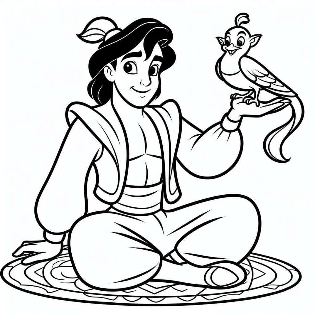 Desenhos de Desenhar Aladdin fácil para colorir