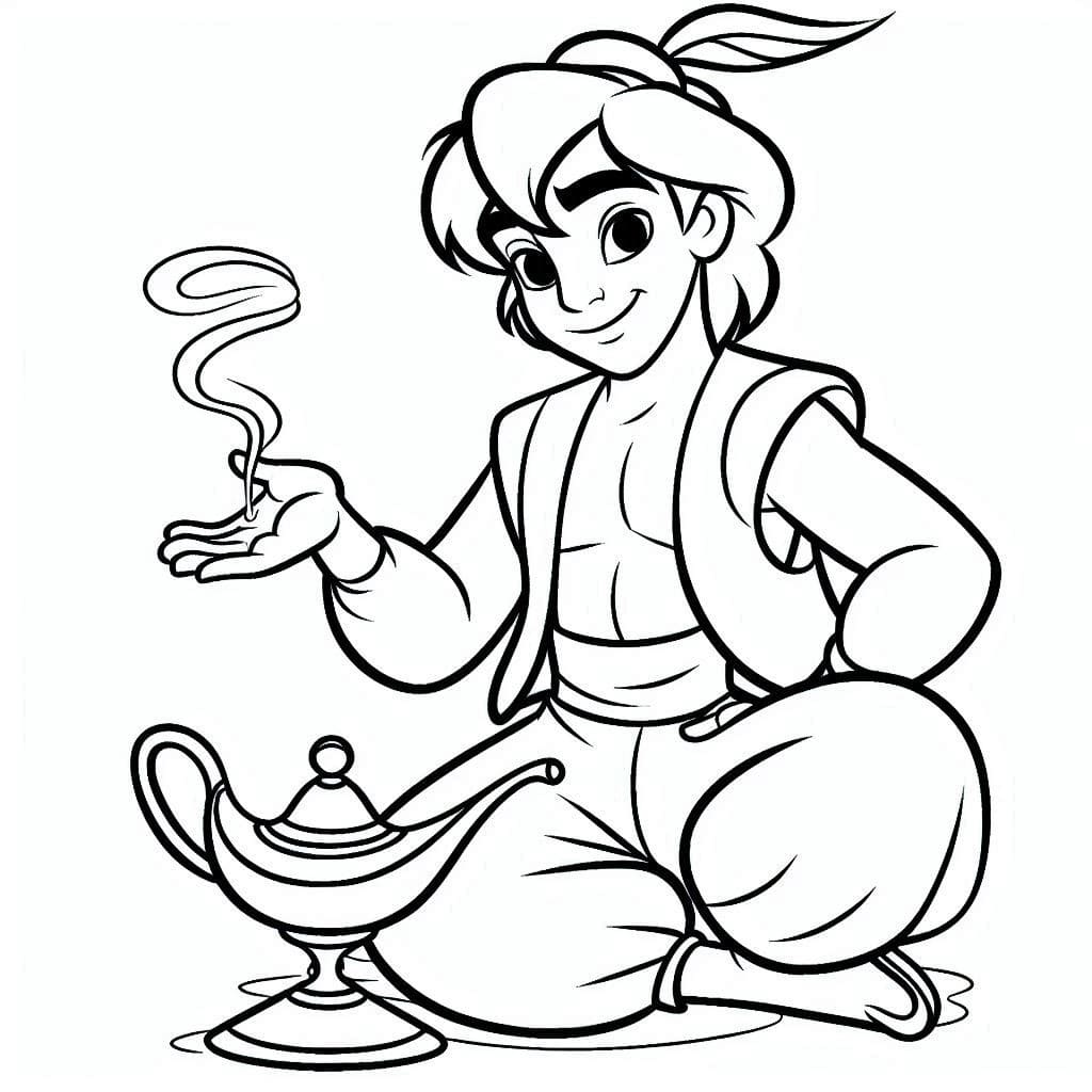 Desenhos de Desenhar Aladdin para crianças para colorir