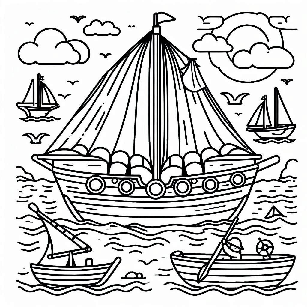 Desenhos de Desenhar Barco Fácil para colorir