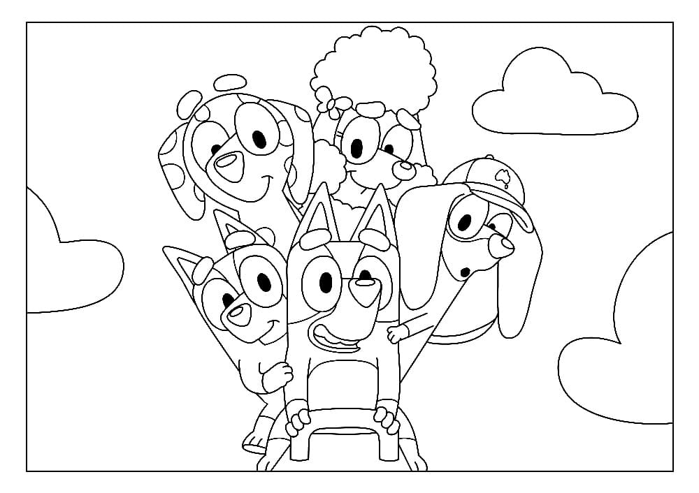 Desenhar Bluey e amigos Imagem para colorir