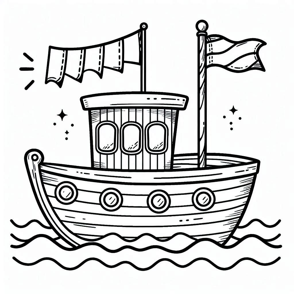 Desenhos de Desenhar barco simplesmente para colorir