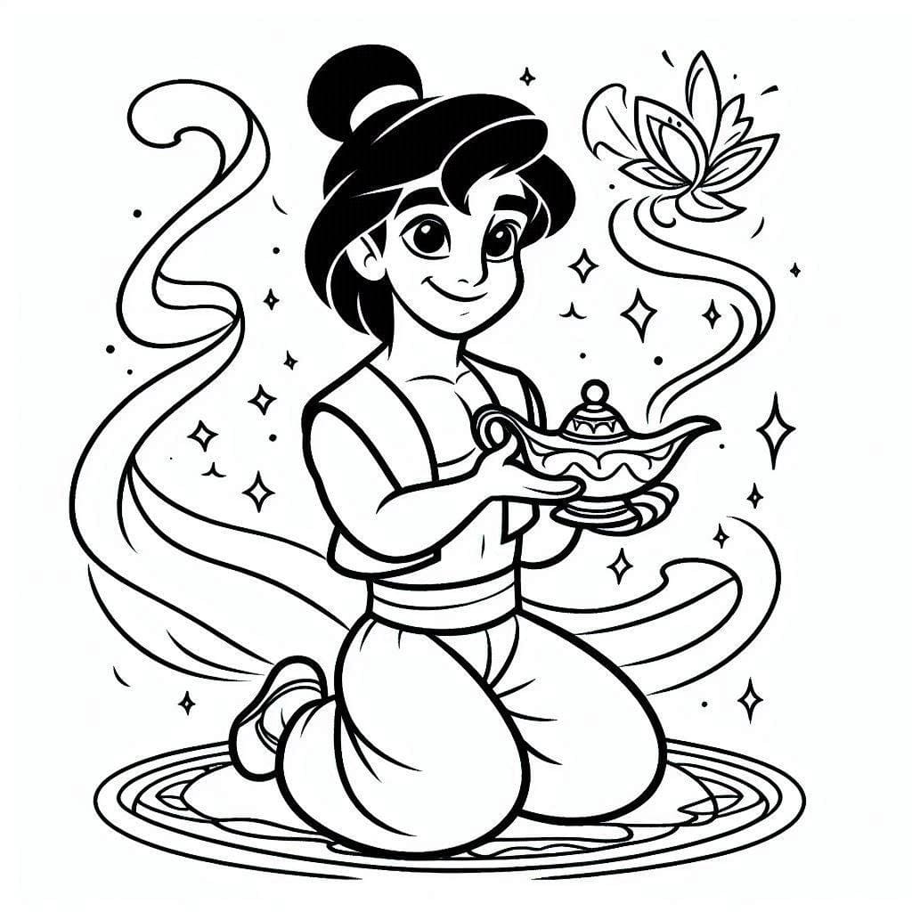 Desenhos de Desenhe Aladdin 6 para colorir