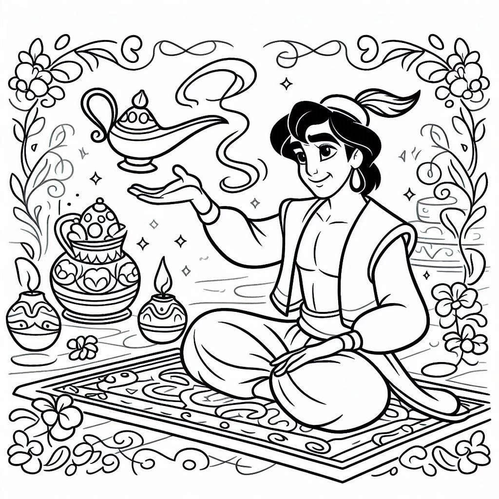 Desenhos de Desenhe Aladdin básico para colorir